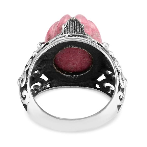Norwegian Thulite Carved Statement Ring in Sterling Silver - Picture 4 of 5
